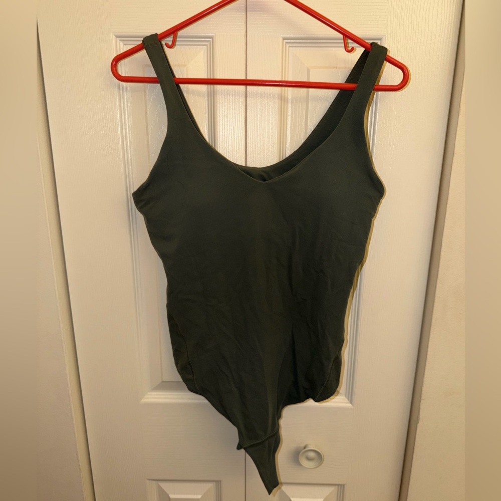 lululemon athletica Olive Green Scoop Neck Bodysuit
